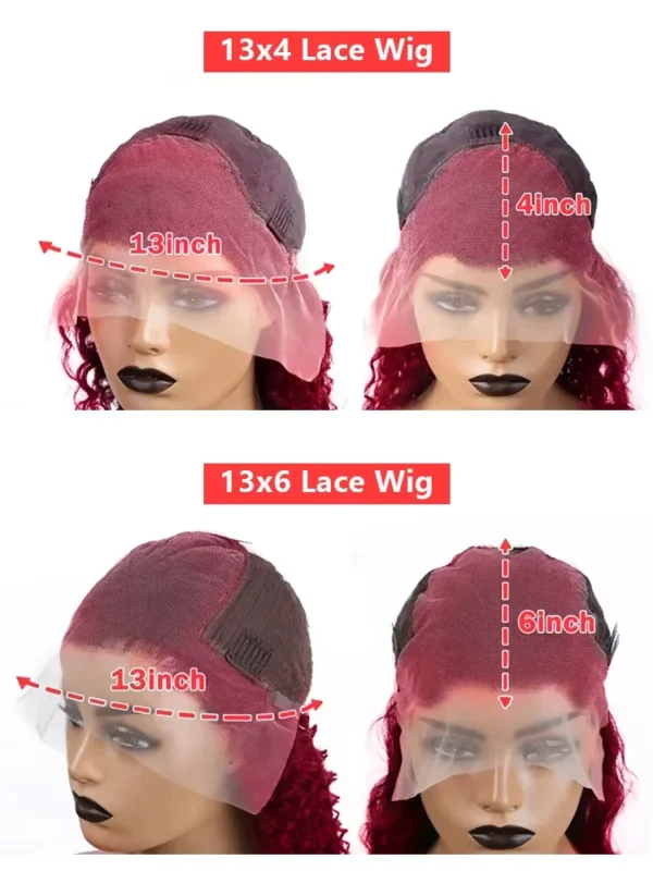 Red human hair wigs, Burgundy 13x6 lace front, glueless - Image 6