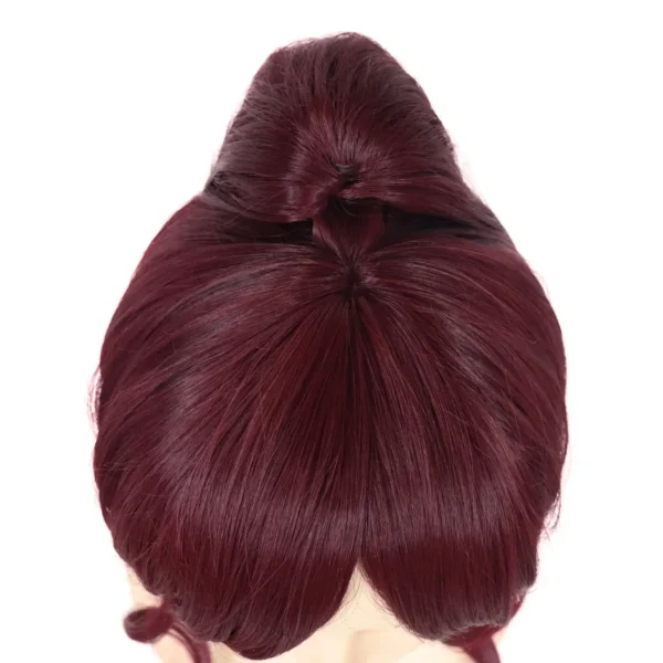 Red Human Hair Wigs Megara Dark Red Ponytail Cosplay Costume Accessory - Image 2