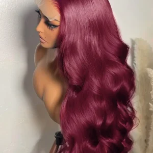 Red Human Hair Wigs 13x6 99J Burgundy Body Wave HD Lace Frontal