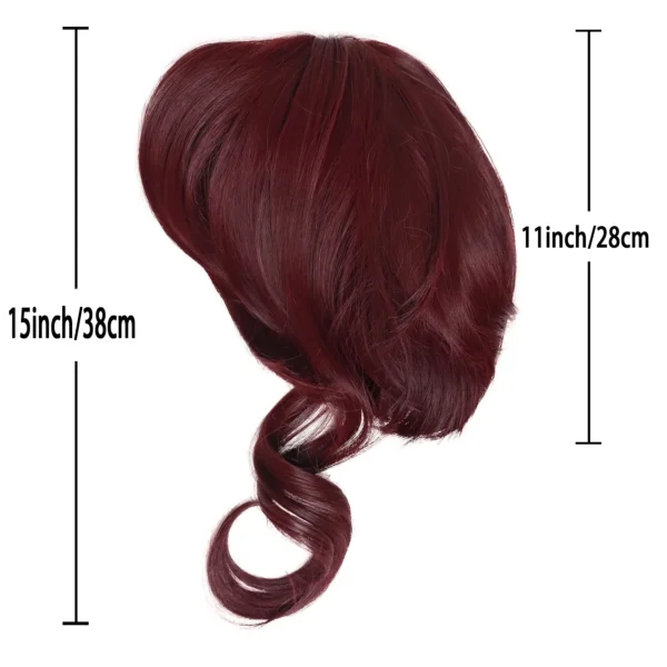 Red Human Hair Wigs Megara Dark Red Ponytail Cosplay Costume Accessory - Image 6