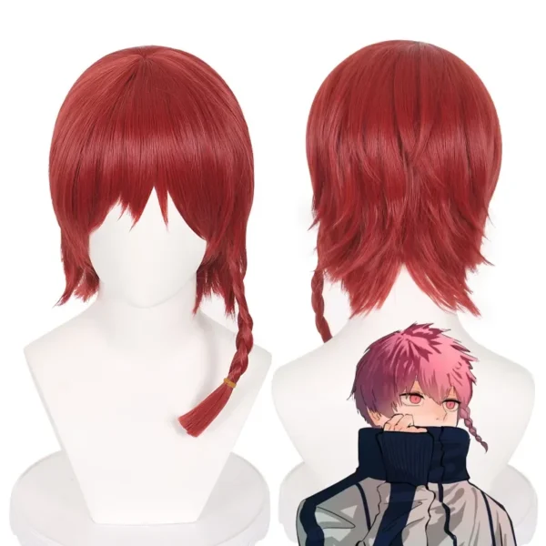 Red Human Hair Wigs Kurona Ranze Short Cosplay Halloween Party Wig