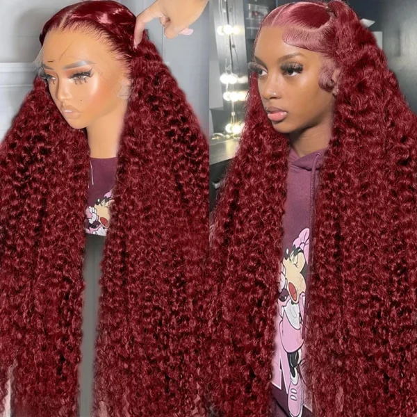 Red hair wig: Brazilian deep wave 13x4 lace frontal for women